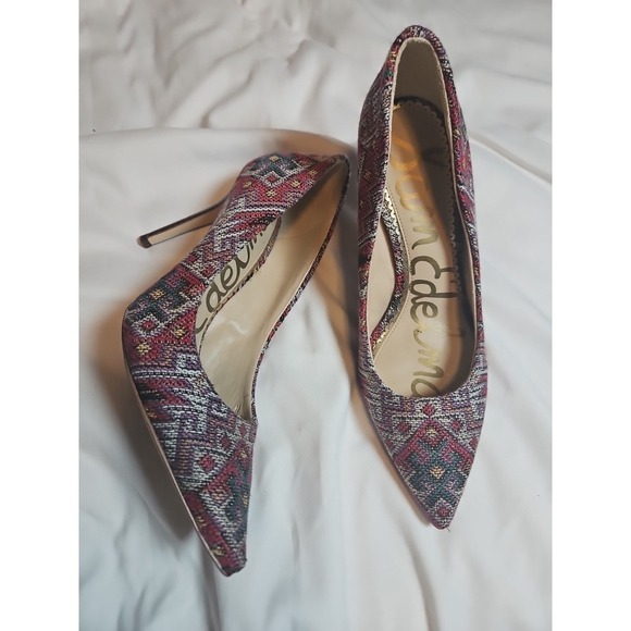 Sam Edelman women's SZ 6.5 high heel stiletto fabric printed Perfect For FALL - Picture 1 of 14